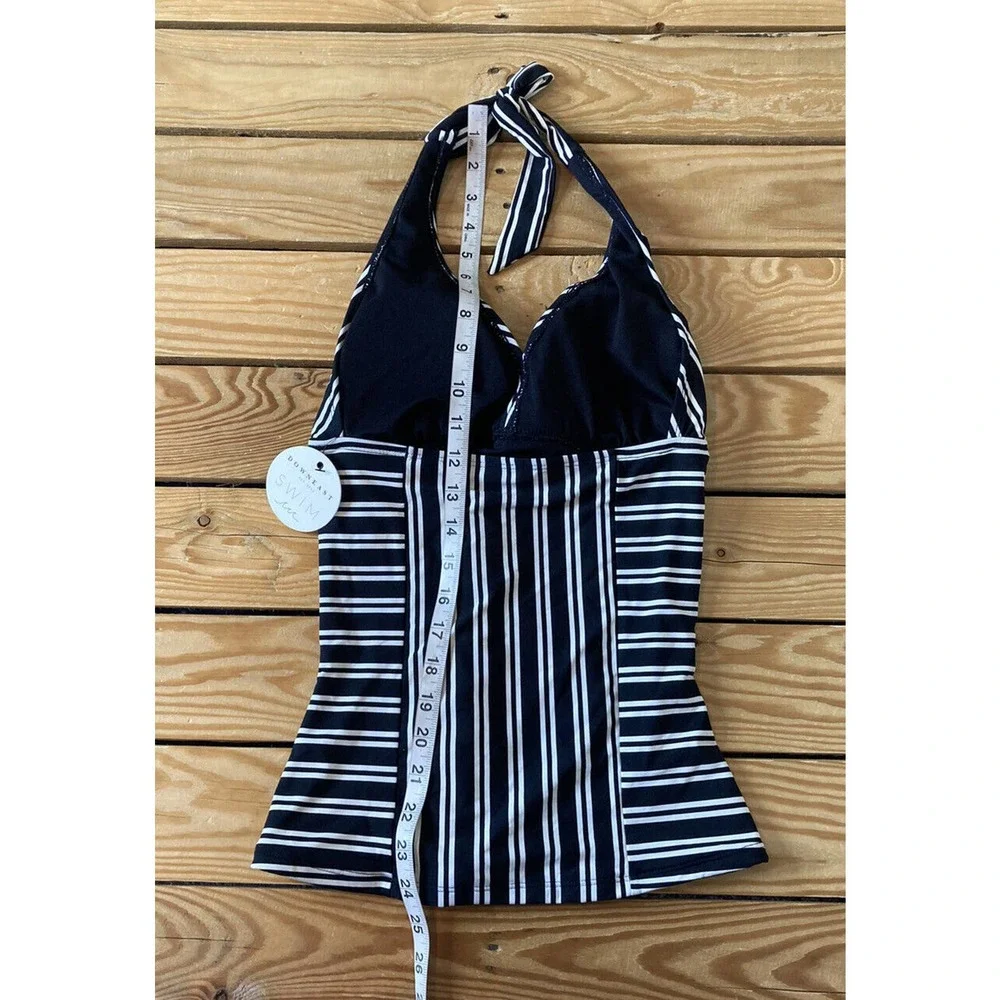 NWT DownEast Seaside Stripe Tankini Top Small Black Ivory Padded MSRP $39.99 - Picture 6 of 7